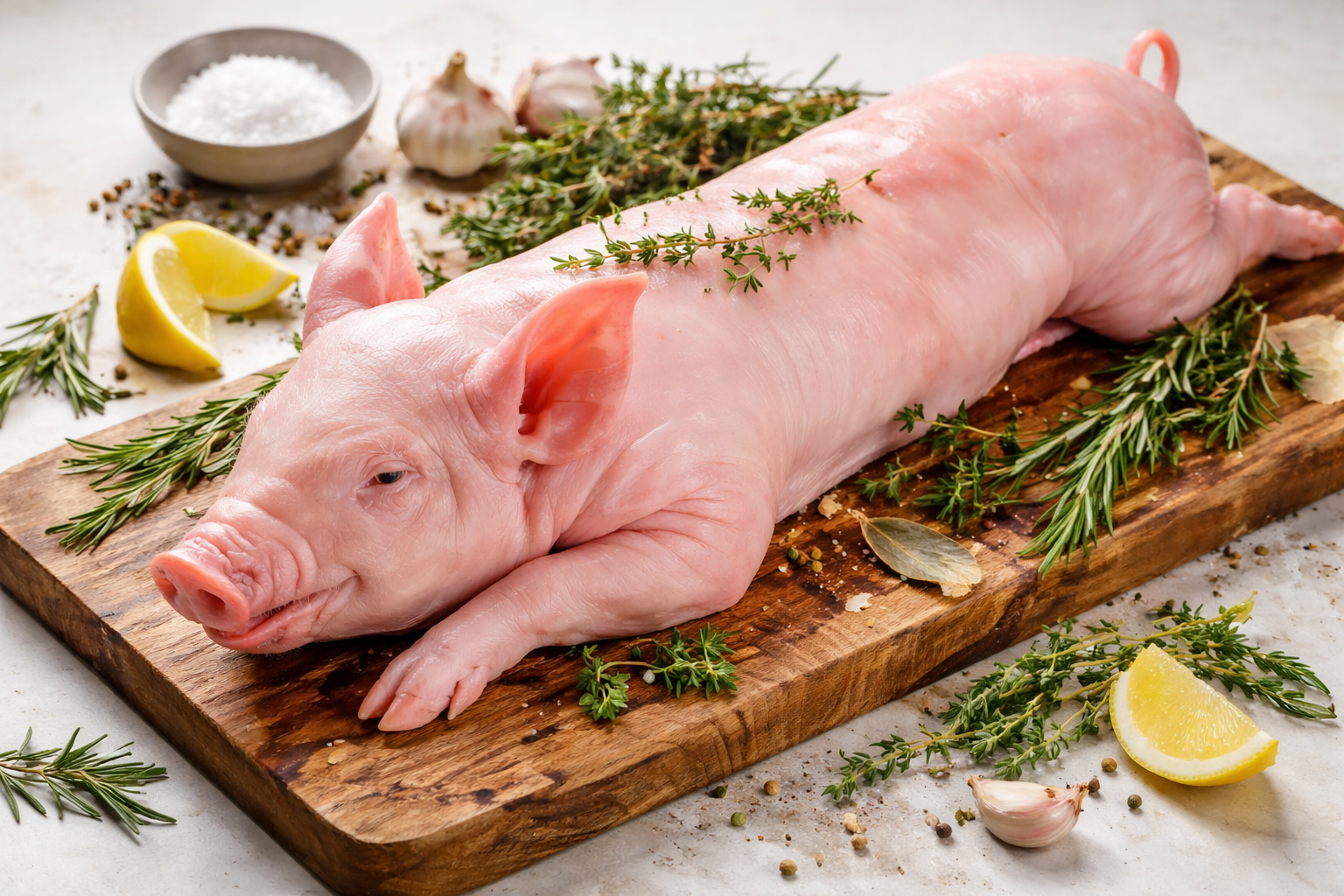 Frisches Spanferkel roh München im ganzen